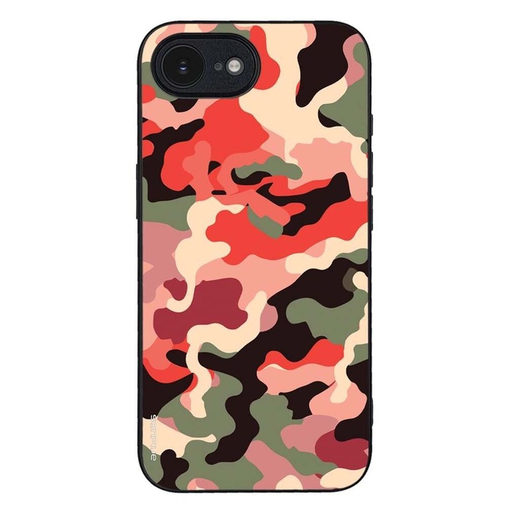 Husa telefon Sonique Camouflage Army pentru Apple iPhone 16, silicon, rosu, antisoc, design militar