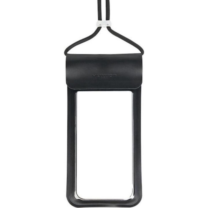 Husa telefon impermeabila Vention KQCB0, pentru dispozitive de pana la 5'', neagra, material TPU + ABS, sistem de inchidere sigur