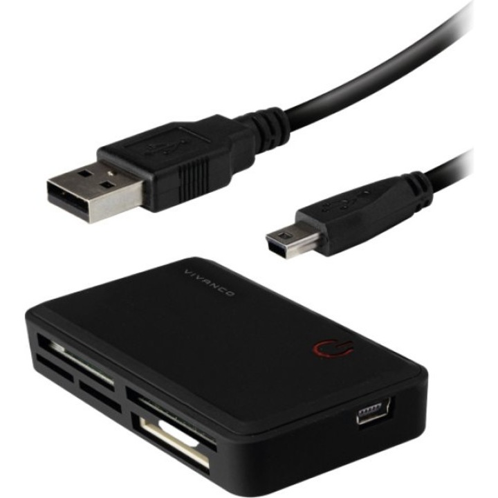 Cititor de carduri Vivanco 6-in-1, USB-A, suporta carduri SDXC, SDHC, MicroSD, cu LED integrat