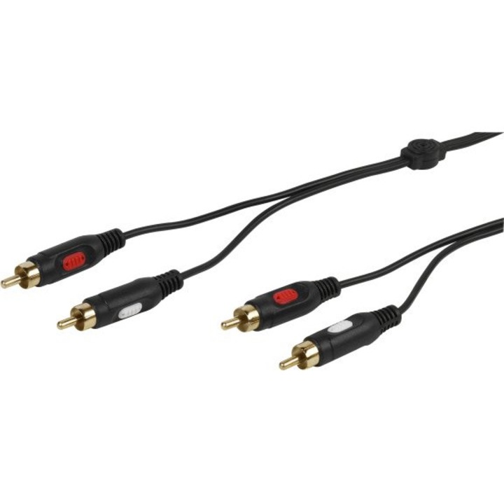 Cablu audio RCA 2x2, Vivanco, 1.8m, protectie anti-kink, negru