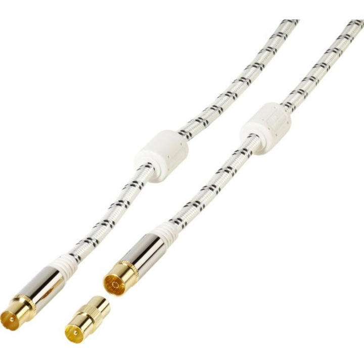 Cablu antena Vivanco 15m alb coaxial 120dB protectie