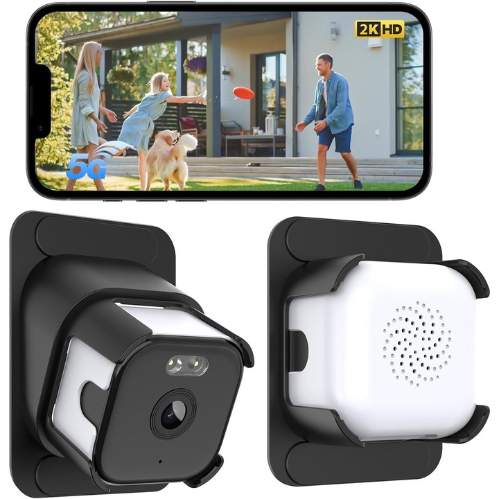 Camera video pentru fereastra 3MP 2K – Camera de supraveghere pentru interior, destinata observarii exteriorului, WiFi 2, 4 GHz si 5 GHz, vizibilitate nocturna color cu ChroMax AI, inregistrare non-stop, detectare a miscarii (pachet de 1 buc.)