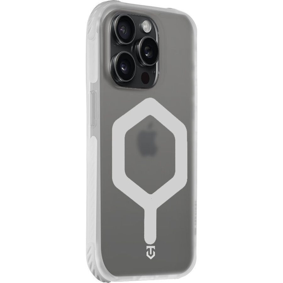 Husa telefon Tactical MagForce Hexagon pentru Apple iPhone 15 Pro, alb, protectie socuri, dimensiuni compacte