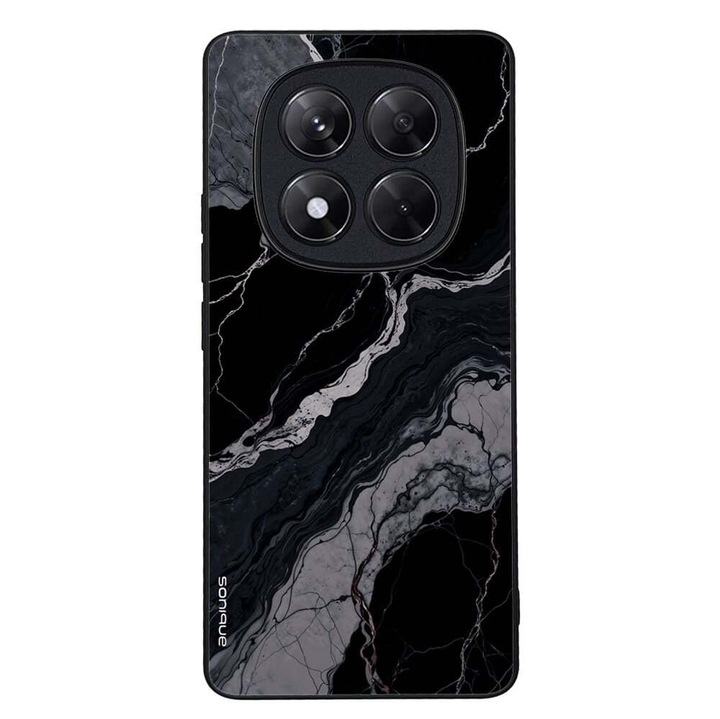 Husa telefon Sonique Marble Series pentru Xiaomi Redmi Note 14 Pro 4G, silicon, design marmura, antiderapant, negru