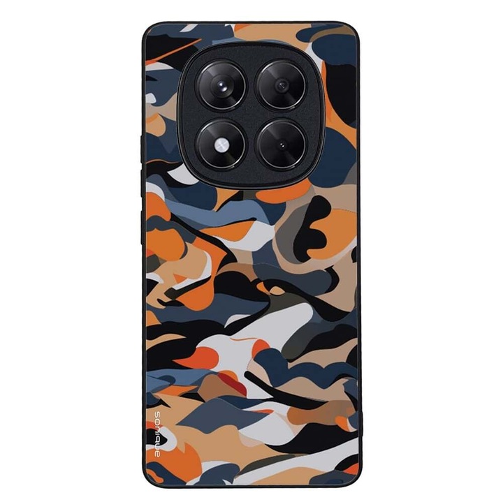 Husa telefon Sonique Camouflage Army pentru Xiaomi Redmi Note 14 Pro, silicon, portocalie, antisoc, design militar