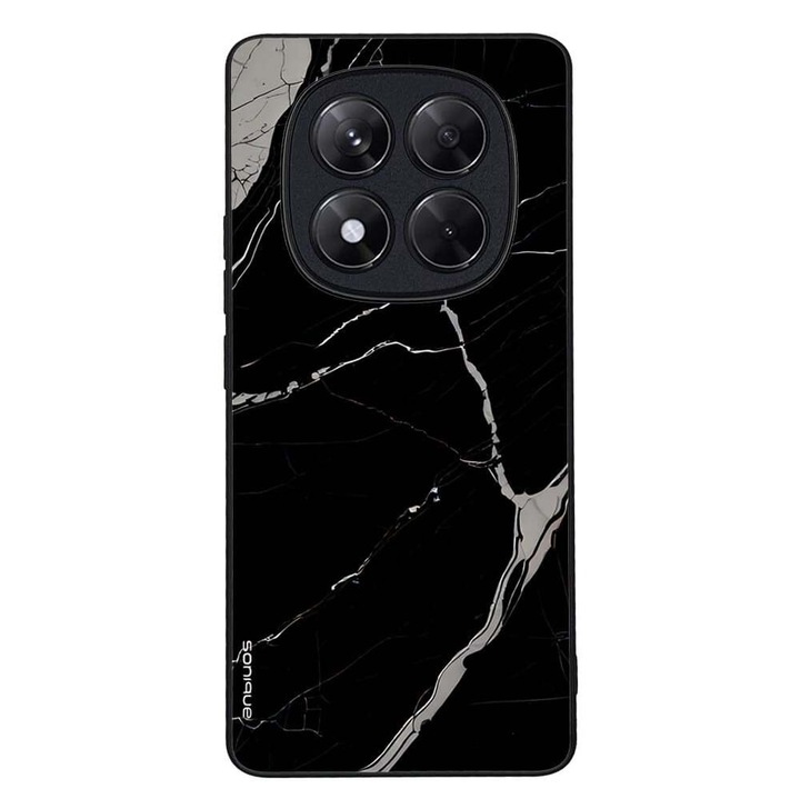Husa telefon Sonique Marble Series pentru Xiaomi Redmi Note 14 Pro 4G, silicon, design marmura, antichoc, negru
