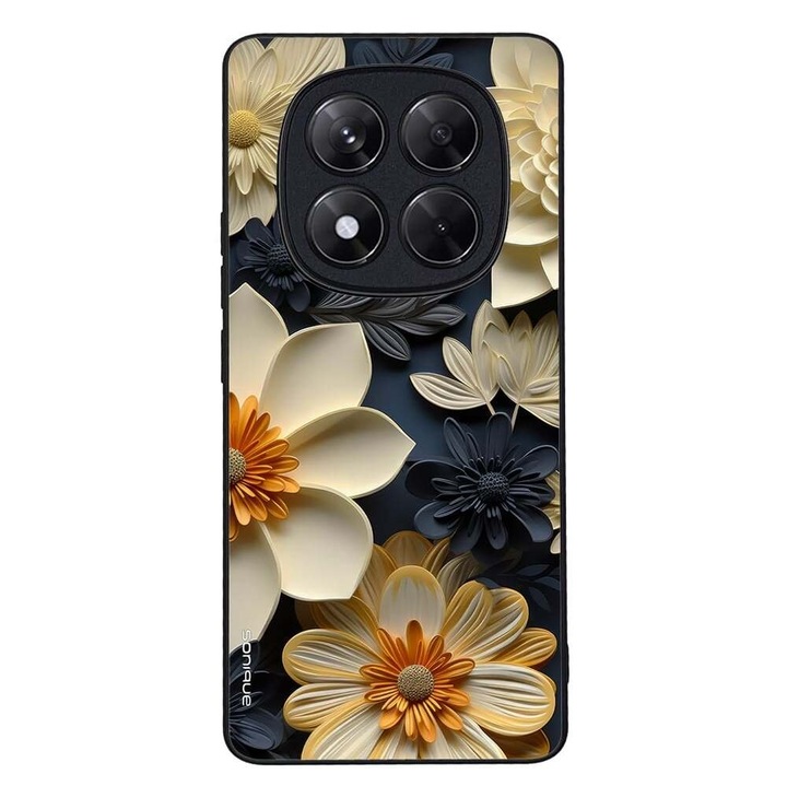 Husa telefon Sonique 3D Flower Series, protectie antisoc, culoare ecru, pentru Xiaomi Redmi Note 14 Pro 4G