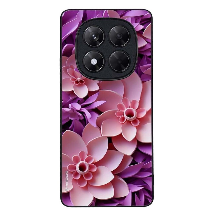 Husa telefon Sonique 3D Flower Series, roz, pentru Xiaomi Redmi Note 14 Pro, silicon, antisoc, design modern