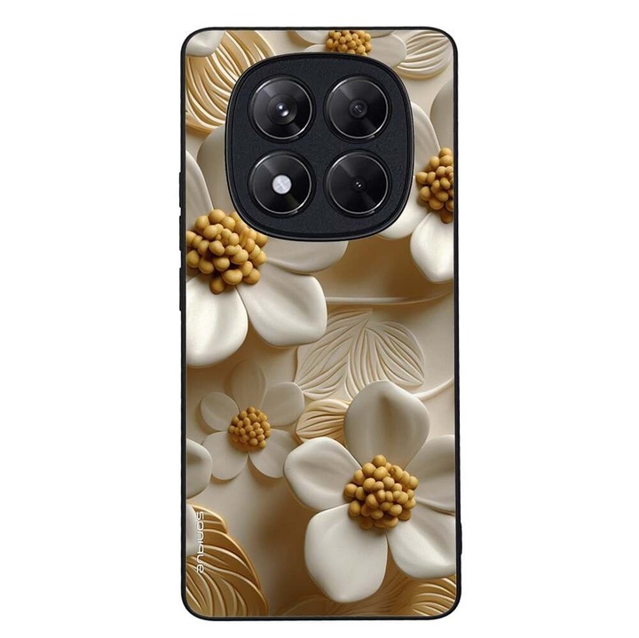 Husa telefon Sonique 3D Flower Series, alb, pentru Xiaomi Redmi Note 14 Pro, silicon, antisoc