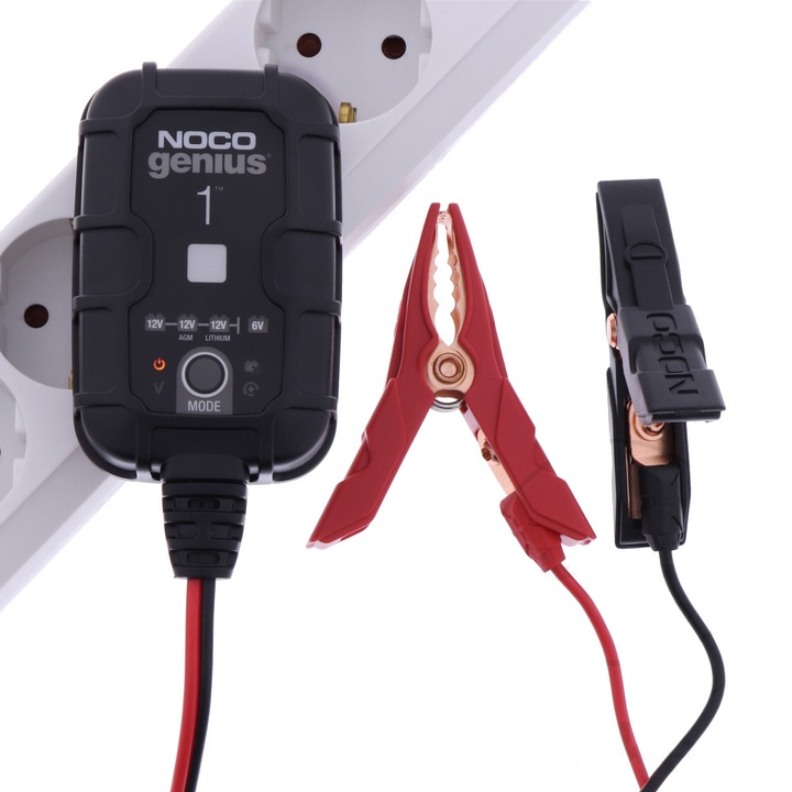 Incarcator auto NOCO Genius 1, 6V/12V, 1A, protectie la supratensiune, dimensiuni 114x58x53mm