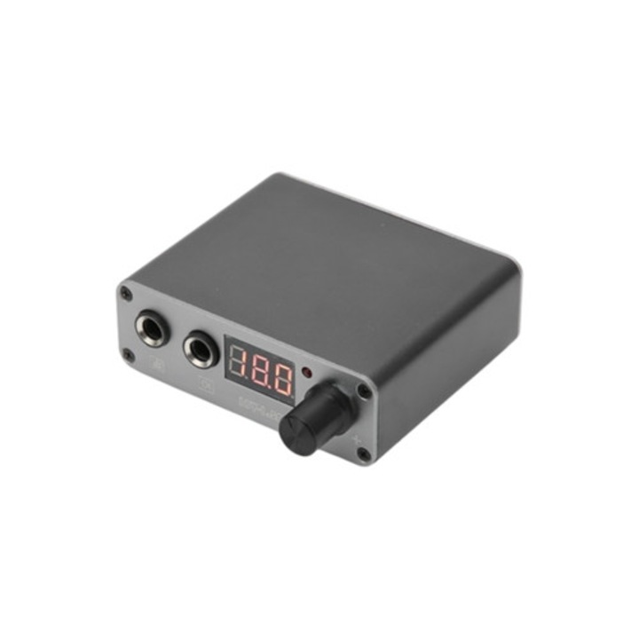 Tetováló tápegység, LCD kijelző, szürke ötvözet, 100-230V, EU csatlakozó