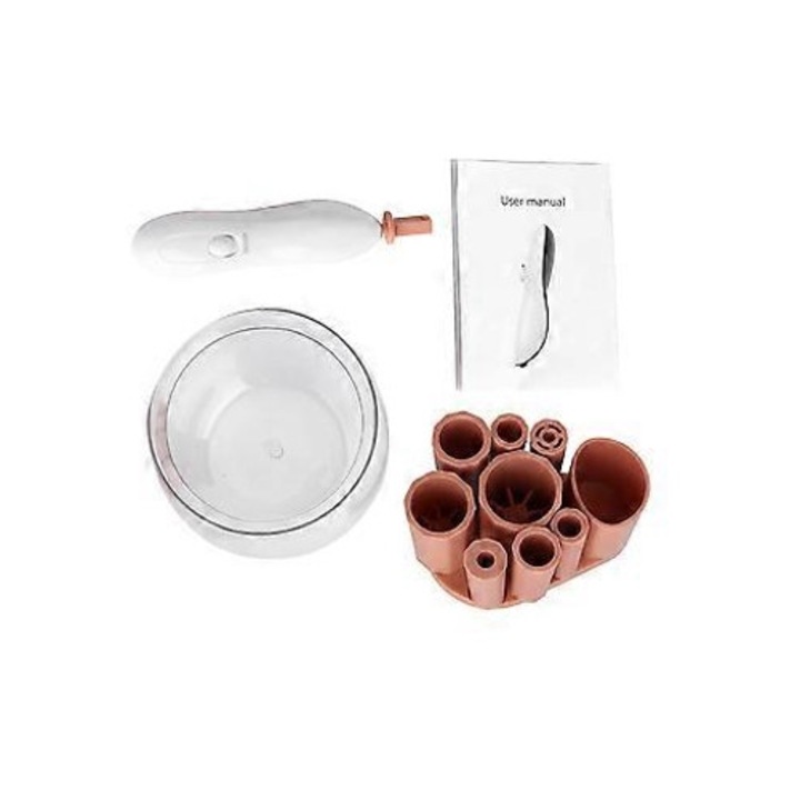 Curatator electric automat pentru pensule de machiaj, roz si alb