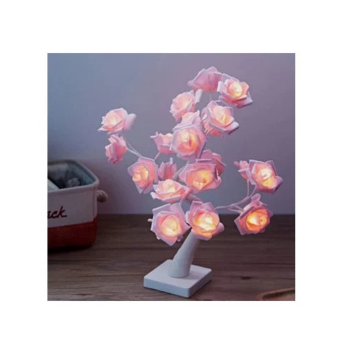 Veioza Romantica cu LED-uri, 24 Lumini, Timer, Functionare pe Baterii, pentru Dormitor si Living