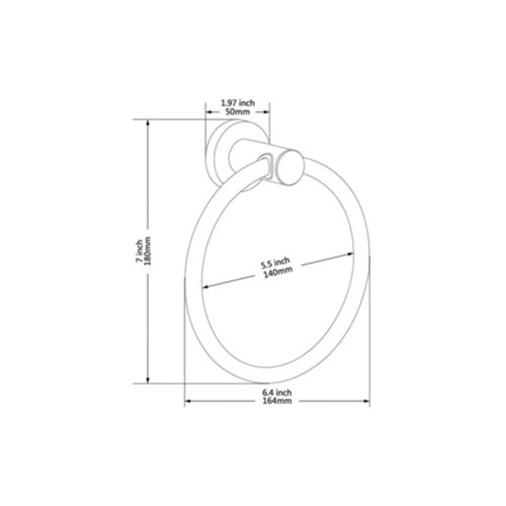 Suport prosop baie, inox, circular, montare pe perete, set 1 bucata