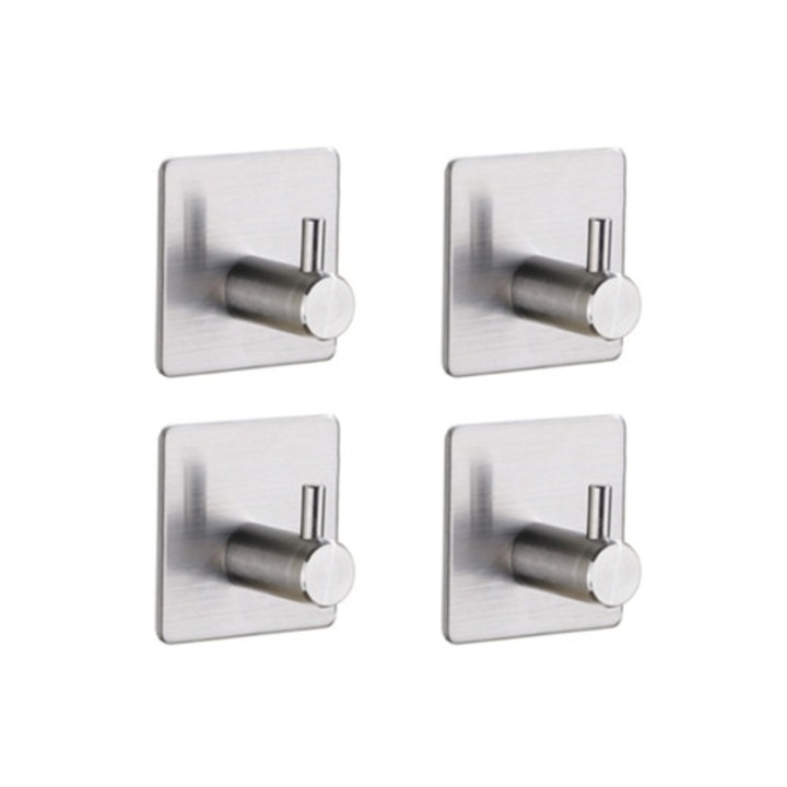 Set de carlige adezive pentru agatat haine, palarii, prosoape, 4 bucati