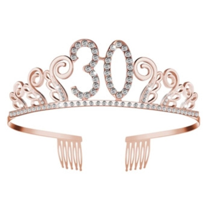 Tiara cu strasuri, cristale AB, set pentru petrecerea de 30 de ani a femeilor