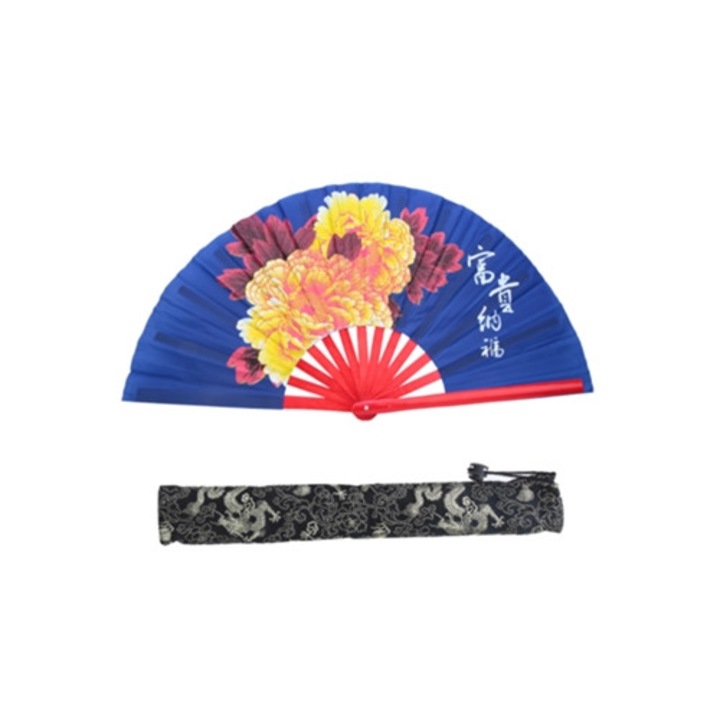 Evantai pliabil din bambus natural cu floare de bujor, accesorii decorative pentru arte martiale
