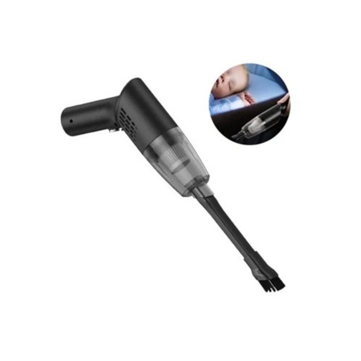 Hordozható autós porszívó, USB-ről tölthető, nagy szívóerő, nedves és száraz