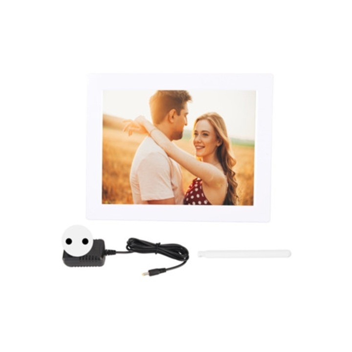 Ceas decorativ digital de perete 8 inch, cu calendar, 3 mementouri pentru medicamente, 5 alarme, auto-dimare