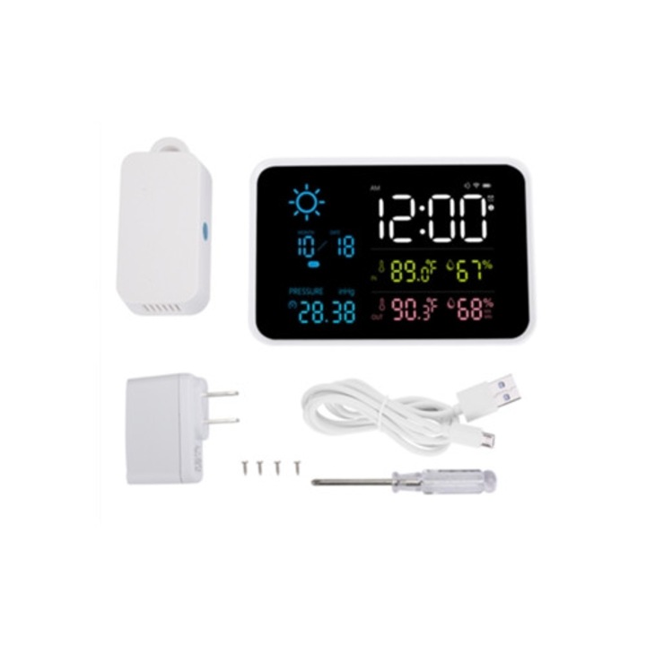 LCD digitális hőmérő, hőmérséklet- és páratartalom-kijelzővel, US 100-240V csatlakozó