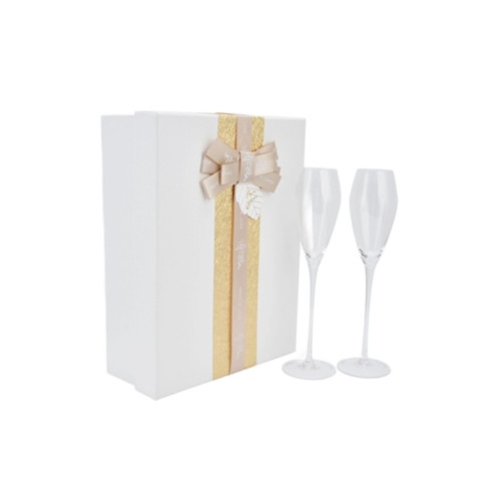 Set 2 pahare de sampanie din cristal 230ml, pentru nunta, petrecere, cadouri de Ziua Indragostitilor