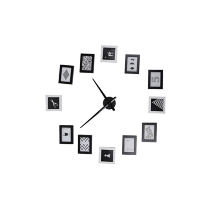 Ceas decorativ cu 12 rame foto, set, design DIY, multicolor