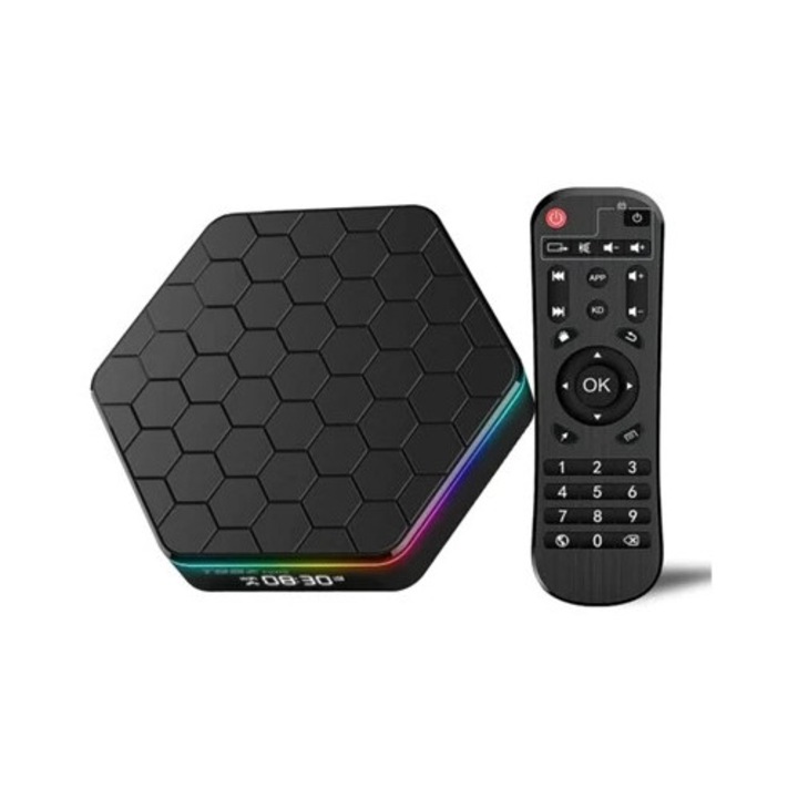 Mediaplayer TV Box Android H618 4GB RAM 64GB ROM 6K WiFi6 BT5.0, fekete