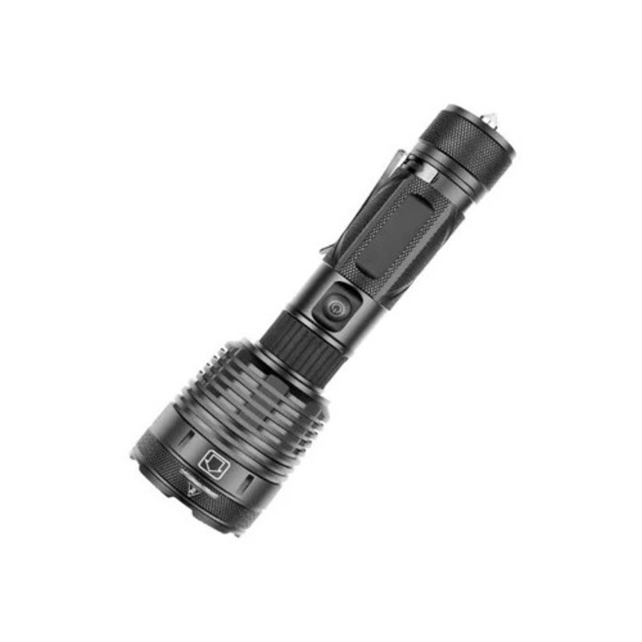 LED фенер Xhp70, презареждаем USB, черен, за къмпинг