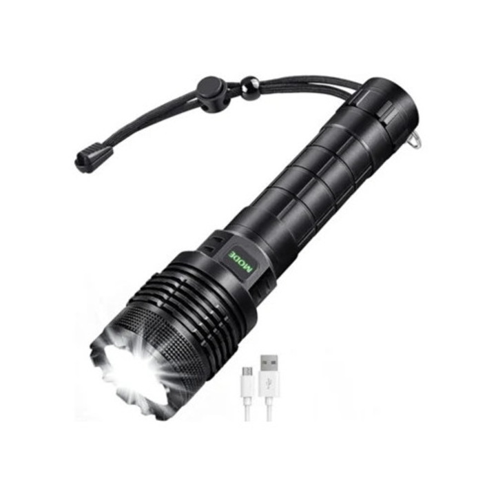 Lanterna LED, 1000 Lumeni, impermeabil IP55, 5 moduri, neagra