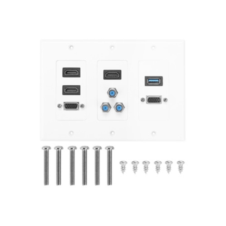 Стенен панел с 3 HDMI конектора, USB 3.0 и 2 VGA 3F конектора за офиси