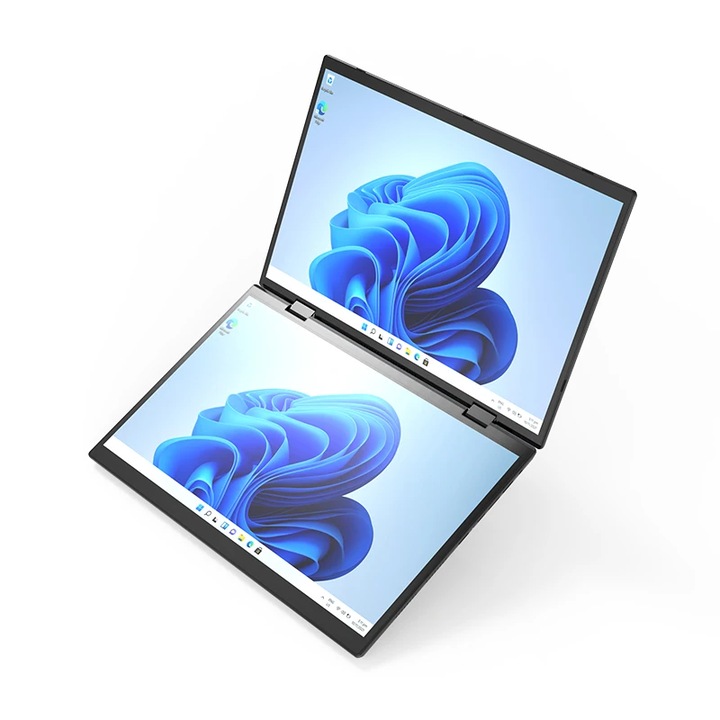 Laptop Dual Screen DS20, 14"+14" Ecran Tactil, Procesor Intel N150, 32GB RAM, 1TB SSD, Windows 11, Notebook Portabil pentru Gaming, Office si Design, USB3.0, Type-C Full-Featured