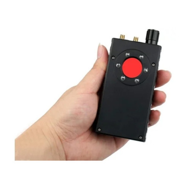 Vezeték nélküli RF jeldetektor kamerákhoz, lehallgatáshoz, GPS-hez, RF/GSM-ellenes, lopásgátló, fekete
