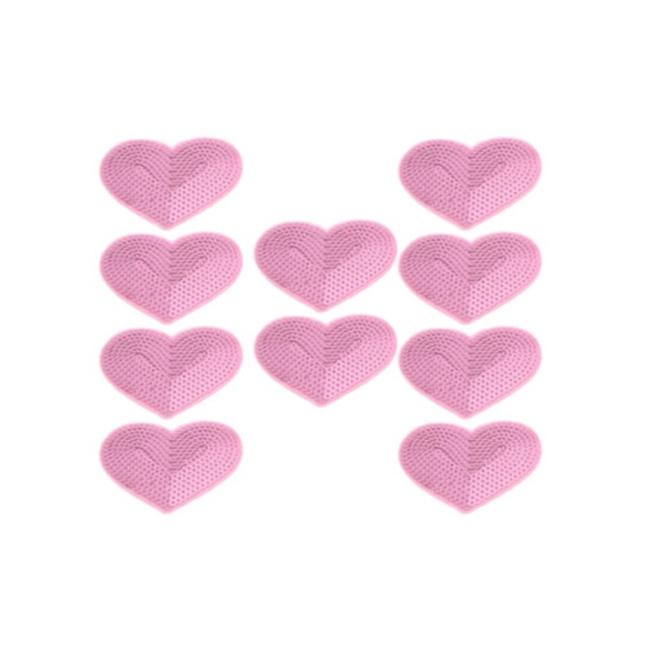Set 10 patch-uri termoadhesive in forma de inima roz din bumbac, pentru tricouri, blugi si jachete