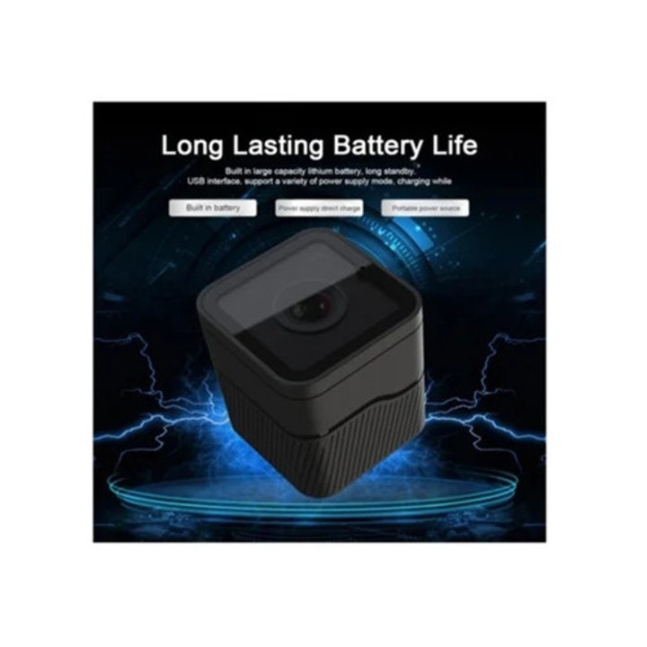 Мини преносима спортна видеокамера HD 1080p с WiFi, микрофон, захранване с батерия, черна