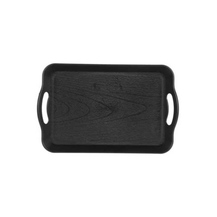 Tava servire rectangulara din plastic acrilic cu imagine din lemn, pentru fast food, hoteluri, acasa si restaurante