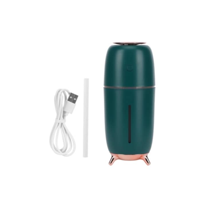 Umidificator de aer retro 300ml, portabil, cu LED, incarcare USB, pentru acasa si birou