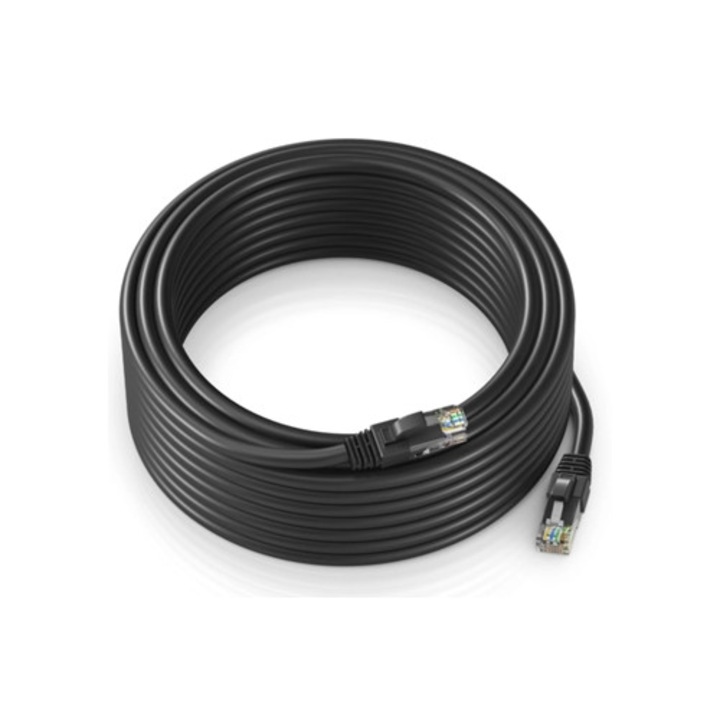 Cablu Ethernet Cat 6, 30m, UTP, negru