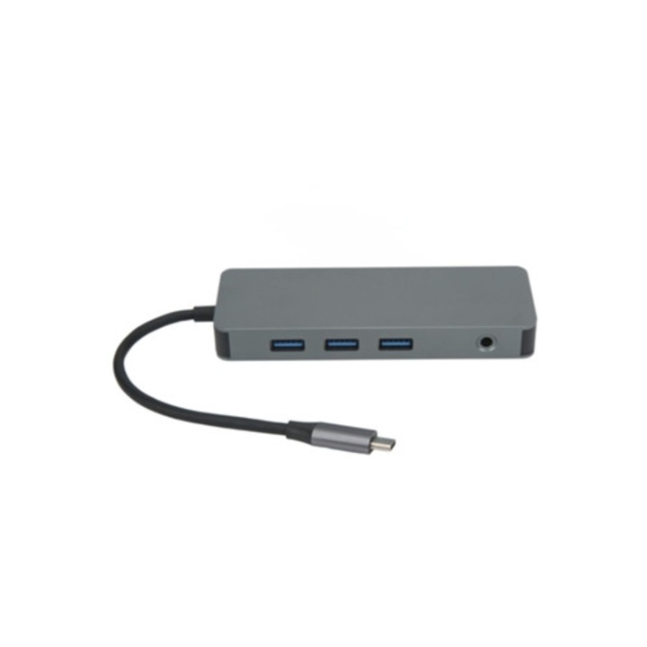 USB C Hub 10 az 1-ben, multifunkcionális Type-C adapter VGA és kettős HD kimenettel, 3 USB port, PD töltés