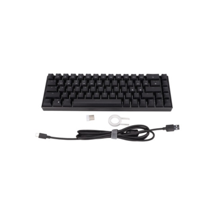 Tastatura mecanica 68 taste, iluminare alba, 3 moduri, neagra