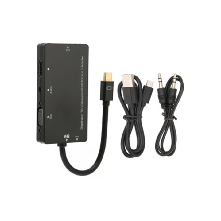 Конвертор DisplayPort 4-в-1 преносим и лек, HD 1920 x 1080p, Mini DisplayPort