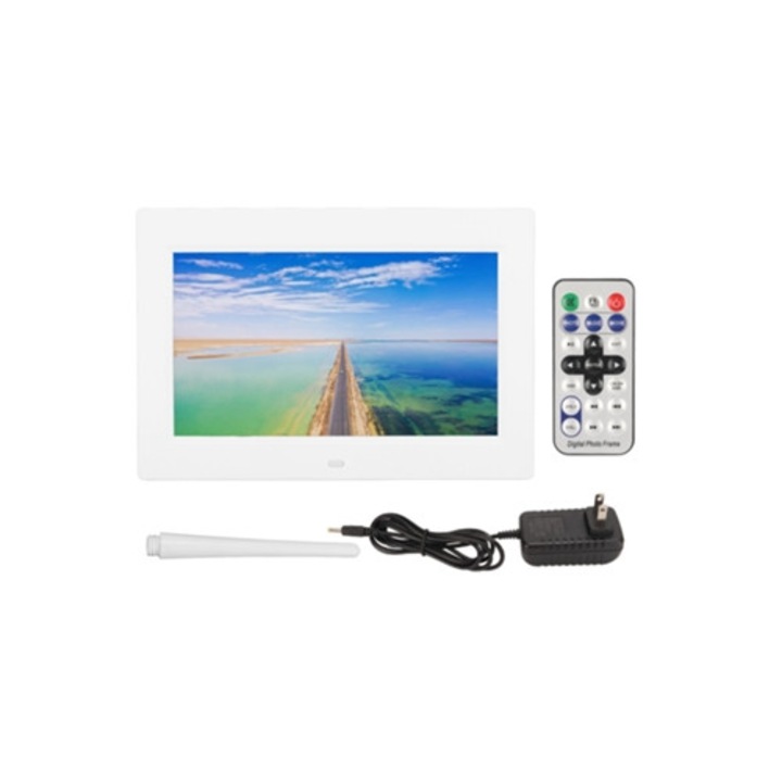Digitális képkeretek 10 hüvelykes HD 1024x600 fehér távirányítóval