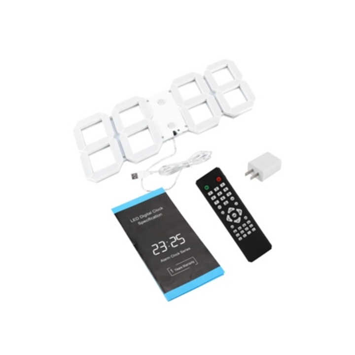 Ceas decorativ LED digital mare, 12/24 ore, modern