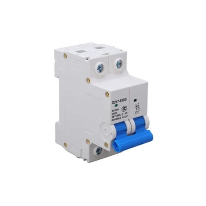 Elektromos biztonság 2p 4kA DC, szegmentálási kapacitás, lángálló, 250V DC