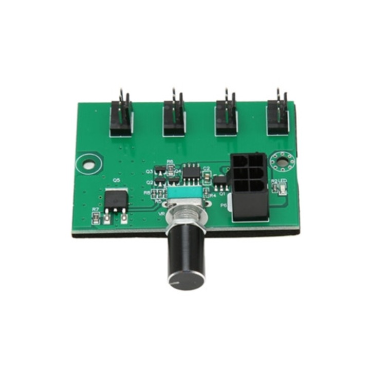 Ventilátor fordulatszám szabályzó, 12V, 4 csatornás, PC adapter, 4 tűs, 3 tűs, 2 tűs