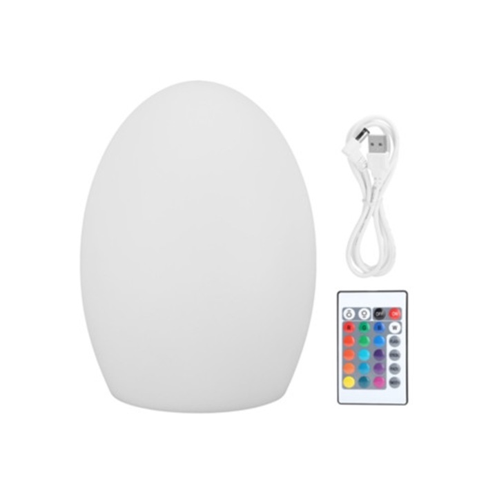 LED лампа с USB зареждане, дистанционно управление, 16 цвята, водоустойчива, размери 14x19cm