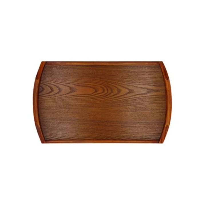 Tava servire rectangulara din lemn cu manere, 45x27x4.5cm, pentru ceai, dulciuri, fructe