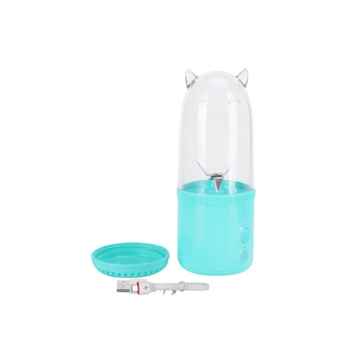 Blender portabil electric 500ml, cu 4 lame, USB reincarcabil, set cu cana de mixare