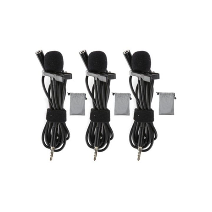 Microfon lavalier omnidirectional cu clip pentru telefon mobil, 3.5mm, set