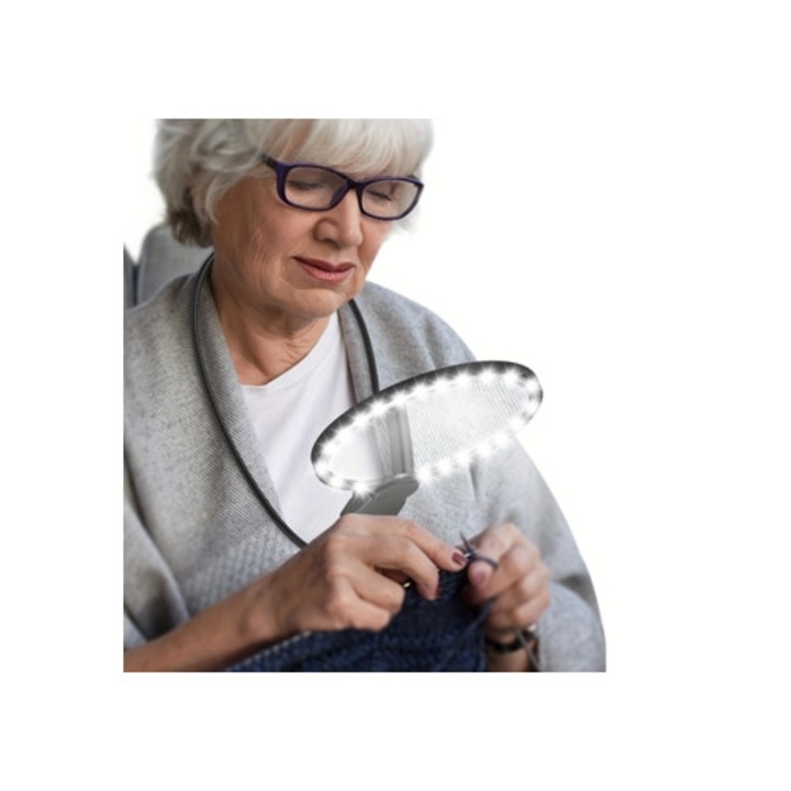 Lupa cu suport pentru gat, pentru citit, cusut, broderie, cu iluminare, multicolor