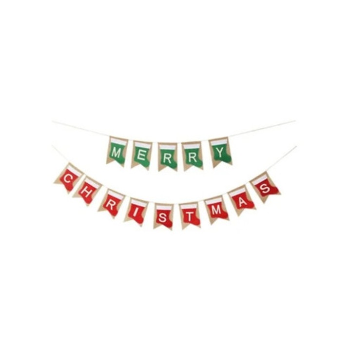 Коледен банер, гирлянд Merry Christmas, многоцветен